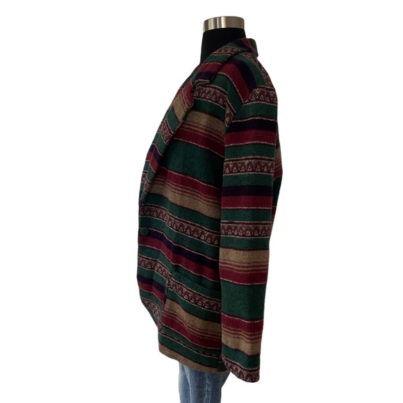 Vintage Southwestern stripe cotton blend blazer single breasted M - Picture 5 of 14